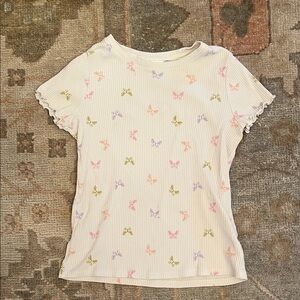 Cat & Jack Kids Shirt with Butterfly Pattern - White, Pink, Purple, Yellow